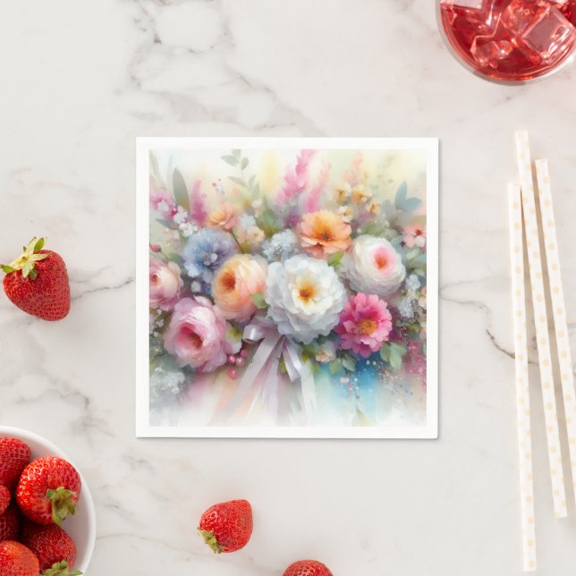 Guardanapo De Papel Arte de Aquarela Flores Elegantes (Insitu)