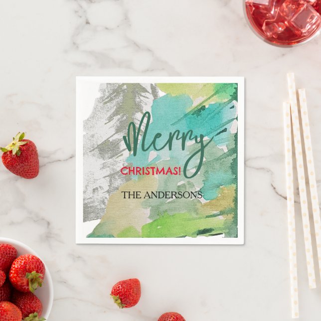 Guardanapo De Papel Arte de Aquarela Moderna de Árvore de Natal Person (Insitu)