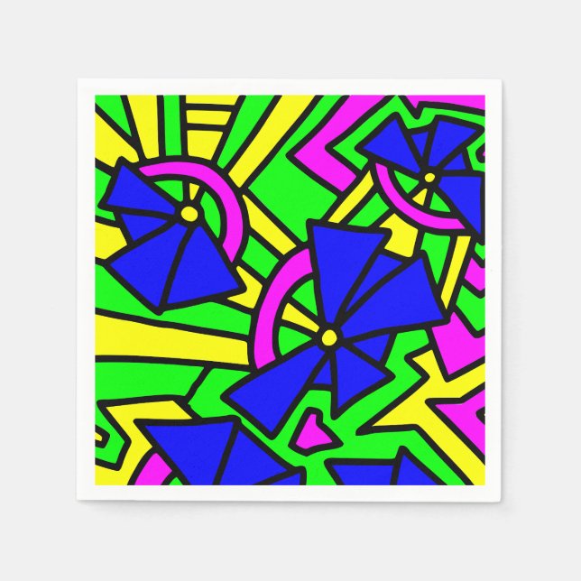 Guardanapo De Papel Arte de Arroz Azul Flores (Frente)