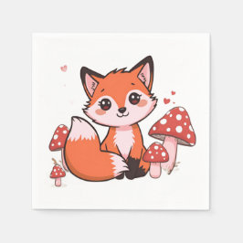 Guardanapo De Papel Arte de desenho animado de uma raposa Kawaii fofa 