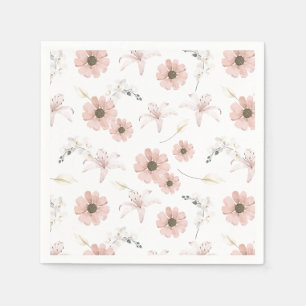 Guardanapo De Papel Arte de Flores Rosa Bege em Aquarela