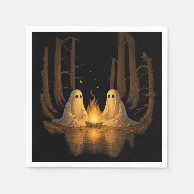 Guardanapo De Papel Arte de Floresta Noturna da Fogueira de Fantasma A (Frente)