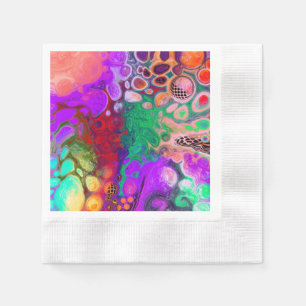 Guardanapo De Papel Arte de Fluido Digital Vermelho, Verde, Roxo Color