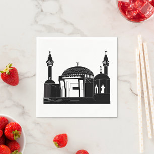Guardanapo De Papel Arte de Linha de Arquitetura de Mesquita Minimalis