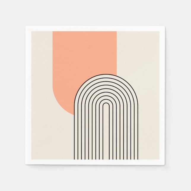 Guardanapo De Papel Arte de linha de estilo de meio século com arco ro (Frente)