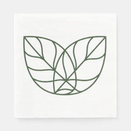 Guardanapo De Papel Arte de Linha de Folha Verde Minimalista