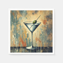 Guardanapo De Papel Arte de Martini em Mídia Mista do Meio do Século