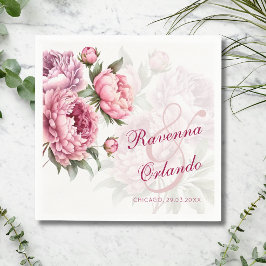 Guardanapo De Papel Arte de Noiva Botânica Romântica Peônia em Flor Ca
