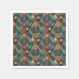 Guardanapo De Papel Arte de Padrão de Design de Triângulo Mandala Boho
