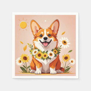 Guardanapo De Papel Arte de parede decorativa corgi cachorro coroa de
