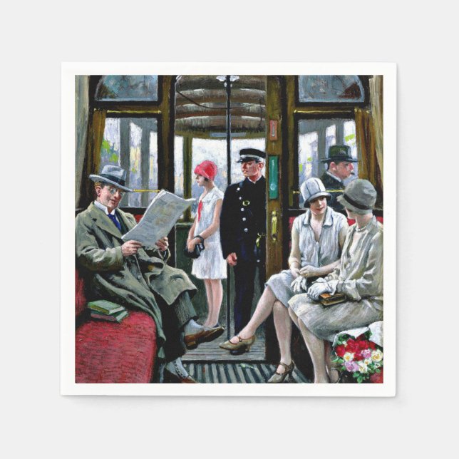 Guardanapo De Papel Arte de Paul-Gustave Fischer - Copenhagen Tram (Frente)