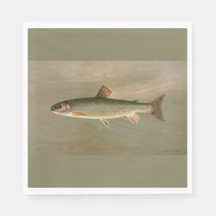 Guardanapo De Papel Arte de Pesca de Peixes Vintage Brook Americano