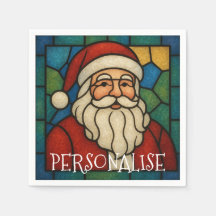 Arte Deco de Natal Santa Vidro Manchado Personaliz