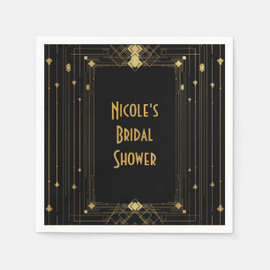 Guardanapo De Papel Arte Deco Dourado e Preto Gatsby Anos 20 Elegante