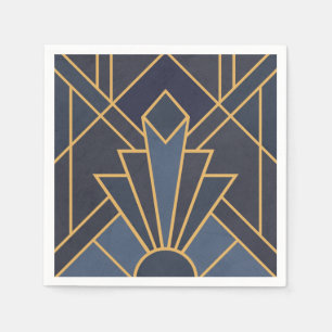 Guardanapo De Papel Arte Deco inspiração em azul e ouro