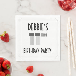 Guardanapo De Papel Arte Deco Inspirou Festa de aniversário de 11, Nom