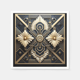 Guardanapo De Papel Arte Deco lindo marfim creme dourado preto  