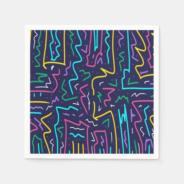 Guardanapo De Papel Arte do Espaço Contrastada Neon (Frente)