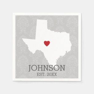 Guardanapo De Papel Arte do mapa do estado de origem - Texas conhecido
