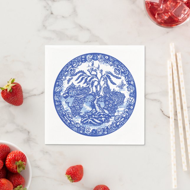 Guardanapo De Papel Arte do Templo Asiático da Ilha de Peacock Willow (Insitu)