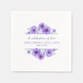 Guardanapo De Papel Arte em aquarela de flor de anêmona roxa para cele