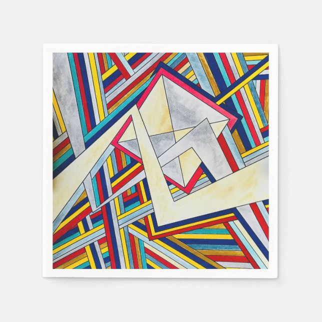 Guardanapo De Papel Arte em Aquarela Moderna Pintada Pela Mão (Frente)