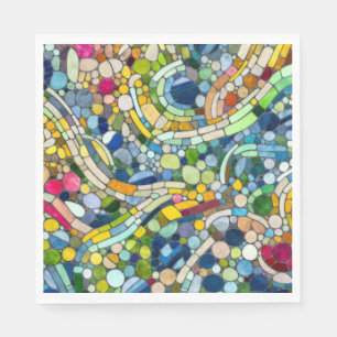 Guardanapo De Papel Arte em Mosaico de Seixos Coloridos
