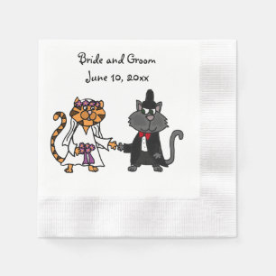 Guardanapo De Papel Arte engraçada do casamento do gato dos noivos