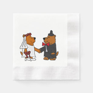 Guardanapo De Papel Arte engraçada do casamento dos noivos do urso