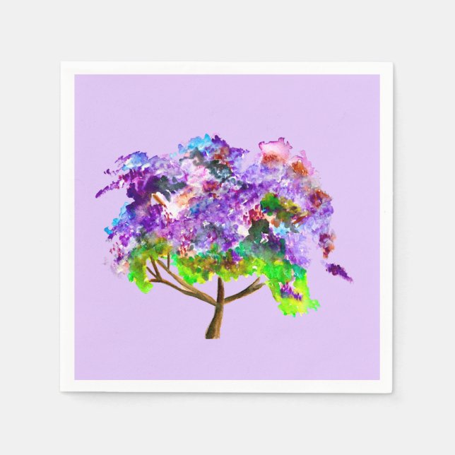 Guardanapo De Papel Arte fina de aquarela púrpura jacaranda (Frente)