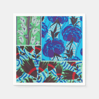 Guardanapo De Papel Arte Floral Azul e Verde Maximalista Vibrante