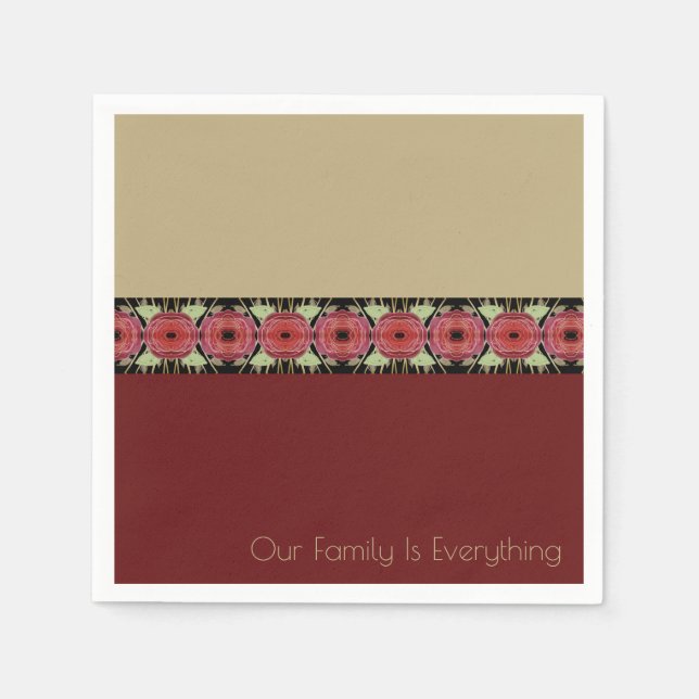 Guardanapo De Papel Arte Floral Com Borgonha E Pinks (Frente)