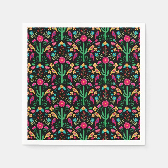 Guardanapo De Papel Arte Folclórico Tradicional Mexicano Cores Vibrant (Frente)