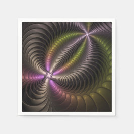 Guardanapo De Papel Arte Fractal 3D Colorida abstrato brilhante