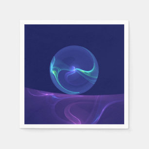 Guardanapo De Papel Arte fractal abstrata de sonho roxo azul luminoso