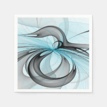 Arte Fractal Moderna Abstrata Antracite Cinza Azul