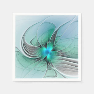 Guardanapo De Papel Arte Fractal Moderna com Azul Abstrato