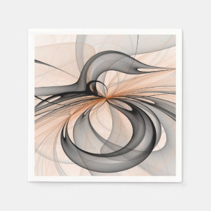 Guardanapo De Papel Arte fractal moderno Antracite Cinza Sienna Abstra