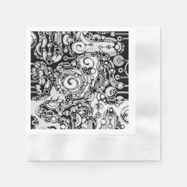 Guardanapo De Papel Arte Geométrica Preta E Branca 3 (Frente)