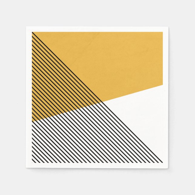 Guardanapo De Papel Arte geométrica simples, branca e amarela (Frente)