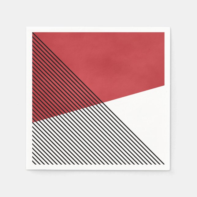 Guardanapo De Papel Arte geométrica simples, branca e vermelha (Frente)