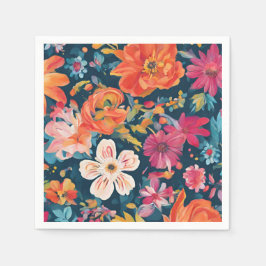 Guardanapo De Papel Arte Gráfica Floral Vibrante