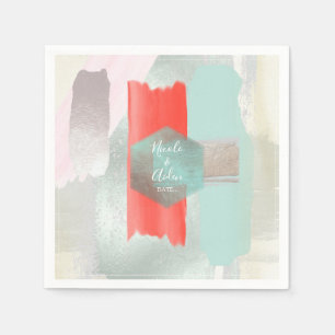 Guardanapo De Papel Arte Moderna PixDezines, Noiva Coral Seafoam