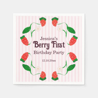 Guardanapo De Papel Arte Nova Rosa para 1º Aniversário da Berry