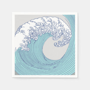 Guardanapo De Papel Arte Oceânica Onda Surf Japonês