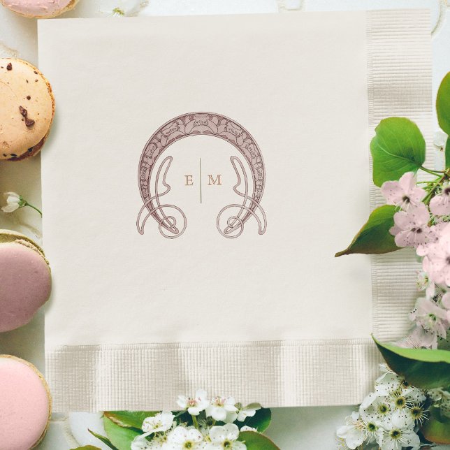 Guardanapo De Papel Arte Rosa Nouveau Monograma Iniciais Mesa Decor (Criador carregado)