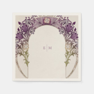 Guardanapo De Papel Arte Roxa Nouveau Mucha Monograma Iniciais Mesa N