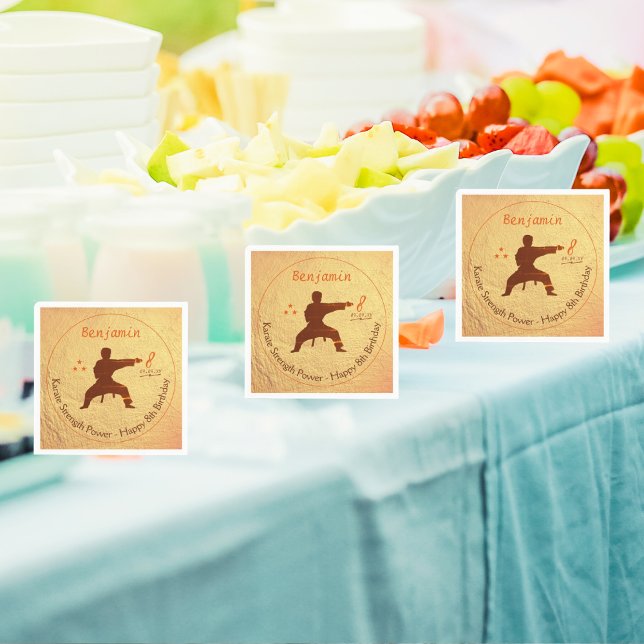 Guardanapo De Papel Artes Douradas Modernas Karate Kids 8º aniversário (Criador carregado)