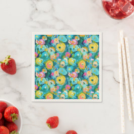 Guardanapo De Papel Artisan Pintou Flores Coloridas Verão Belo