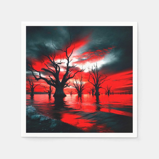 Guardanapo De Papel Artsy Dark Tree Design (Frente)